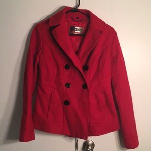 Guess red pea coat